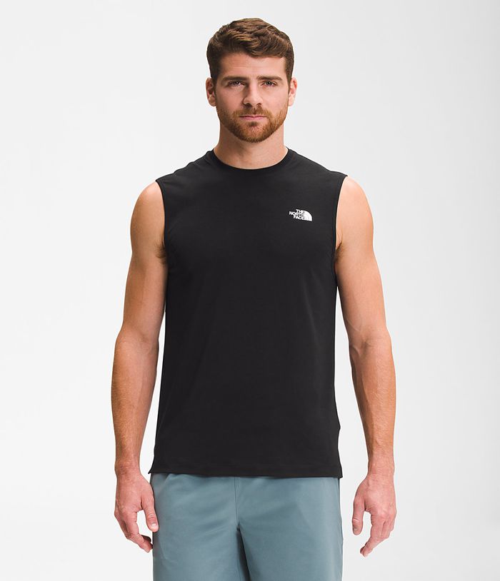 The North Face Mens T-Shirts Wander Sleeveless 492GOCTNE - Black